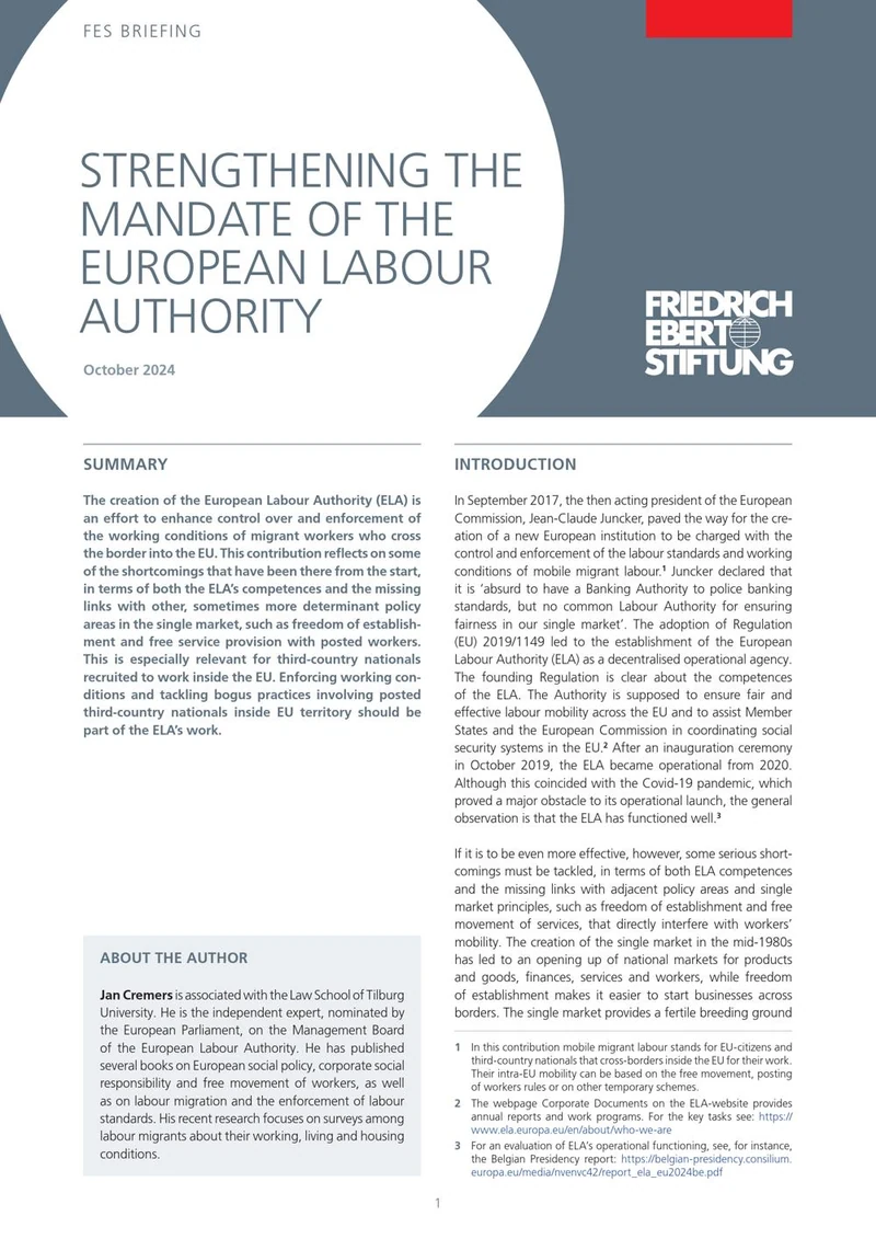 First page of Strengthening the mandate of the European Labour Authority